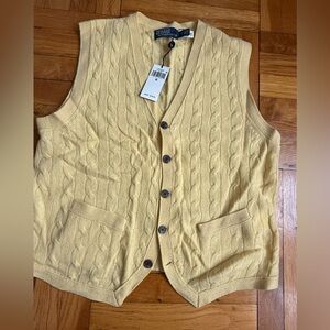 Polo Ralph Lauren Men’s Butter Yellow Cable Knit Vest